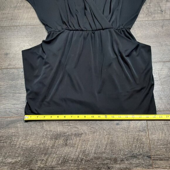 Rachel Roy Black Doleman Sleve Draped Faux Wrap 24 Hour Mini Dress Woman M - Picture 8 of 10